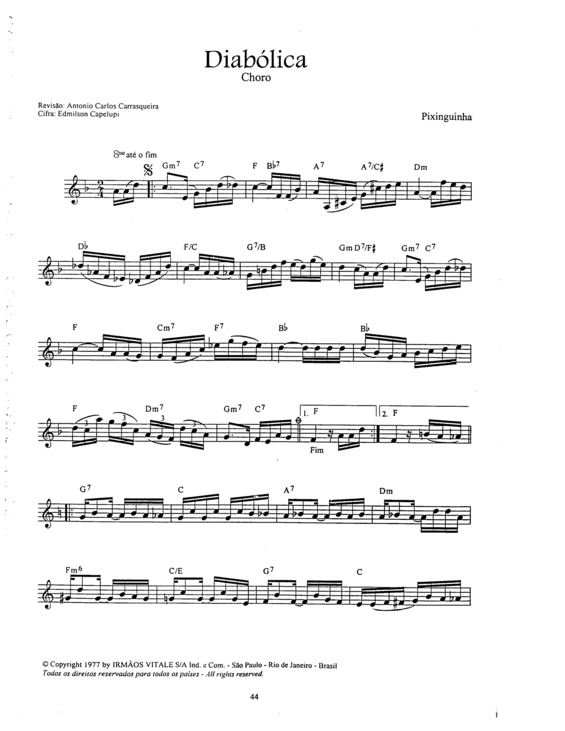 Partitura da música Diabólica v.3