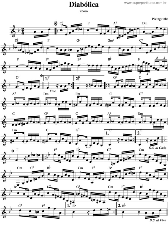 Partitura da música Diabólica