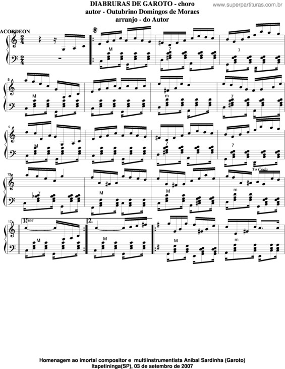 Partitura da música Diabruras De Garoto v.2