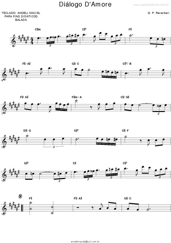 Partitura da música Diálogo D`Amore