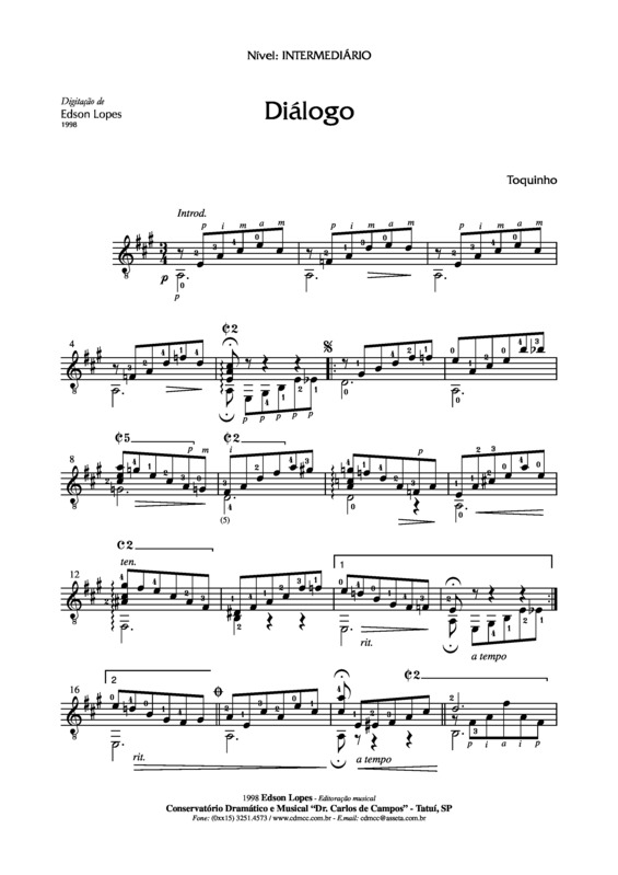 Partitura da música Diálogo v.3