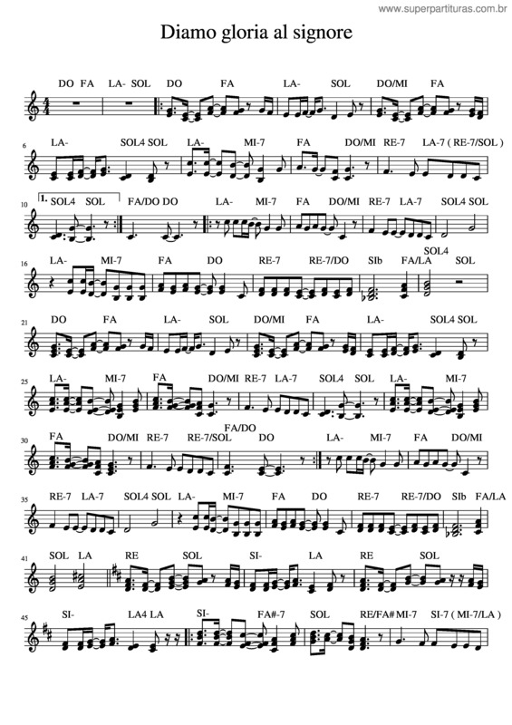 Partitura da música Diamo Gloria Al Signore