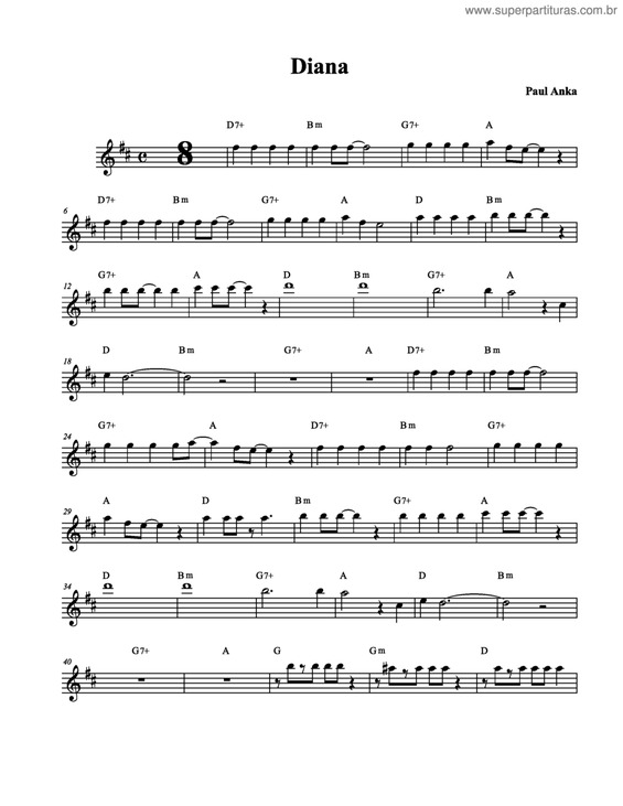 Partitura da música Diana v.2