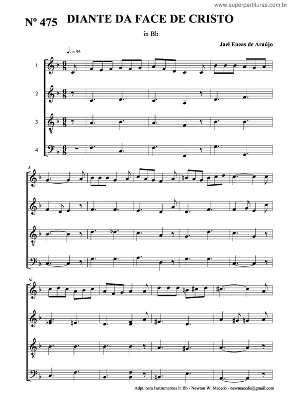 Partitura da música Diante Da Face De Cristo v.2