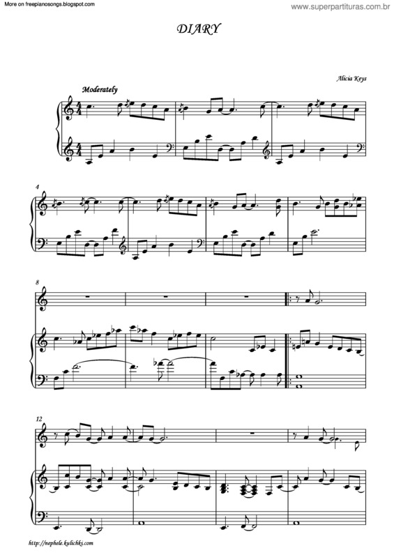 Partitura da música Diary v.3