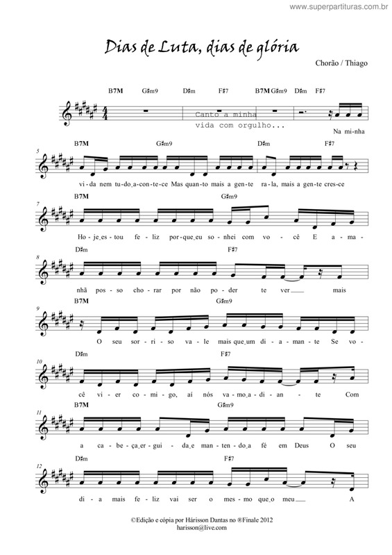 Partitura da música Dias De Luta, Dias De Glória