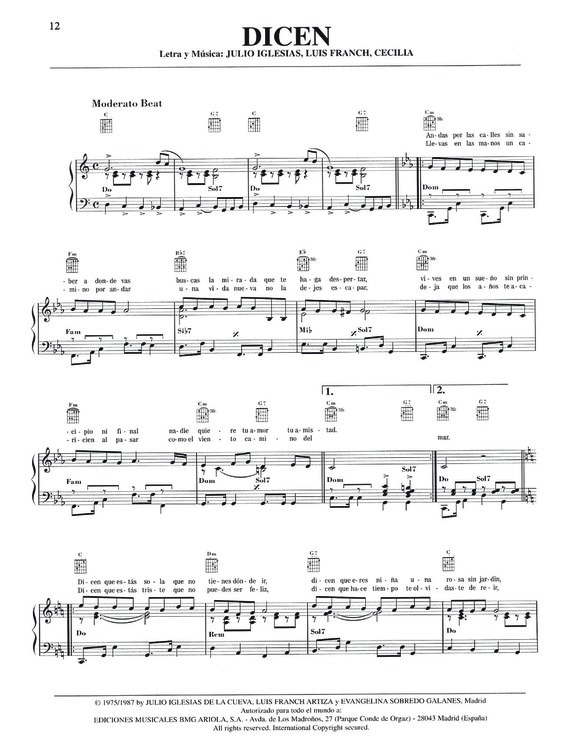 Partitura da música Dicen v.2