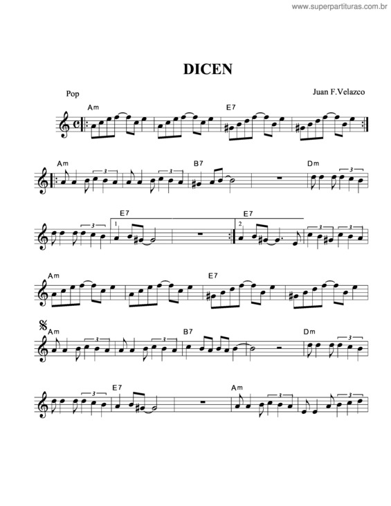 Partitura da música Dicen