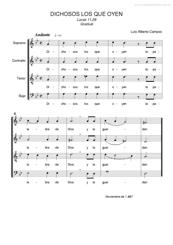 Partitura da música Dichosos Los que Oyen