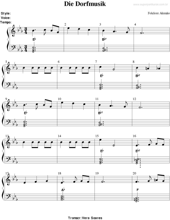 Partitura da música Die Dorfmusik (Folclore Alemão)