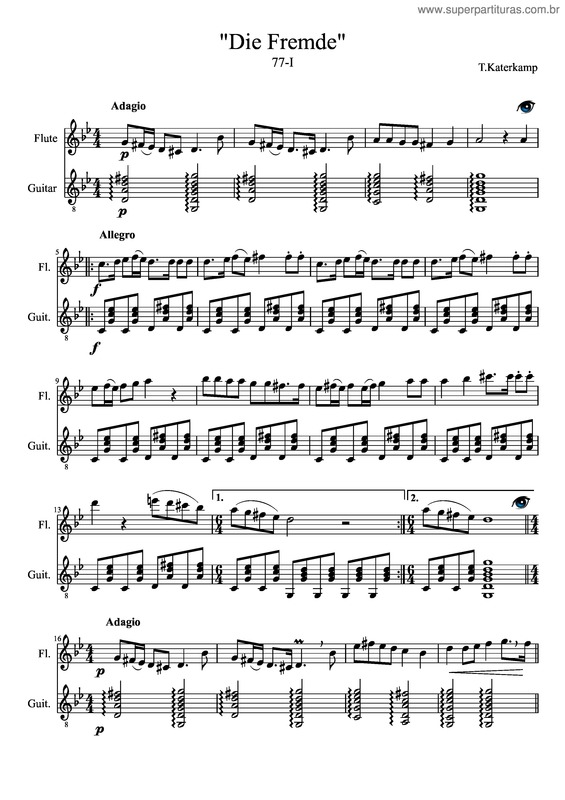 Partitura da música Die Fremde