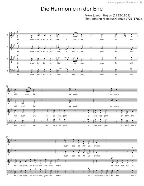 Partitura da música Die Harmonie In Der Ehe – Franz Joseph Haydn