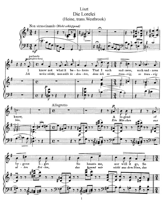 Partitura da música Die Loreley S.273