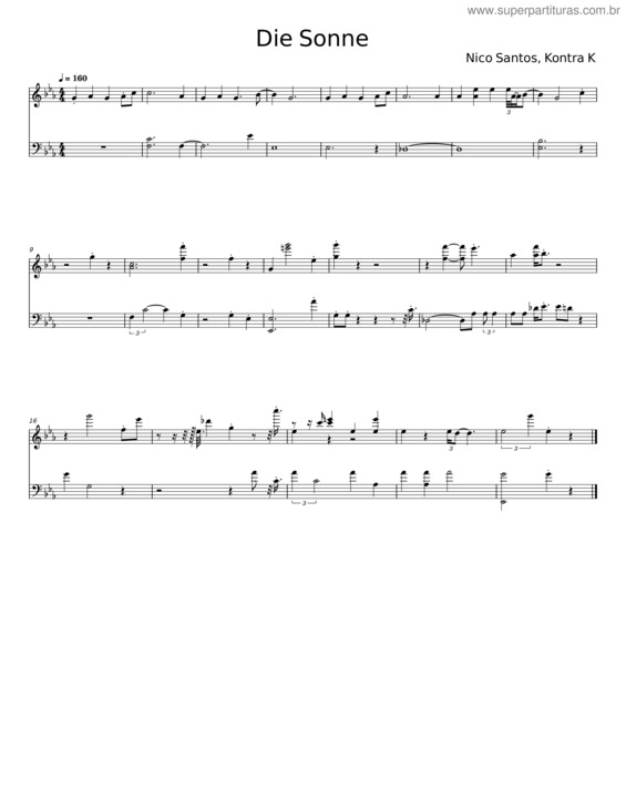 Partitura da música Die Sonne – Nico Santos