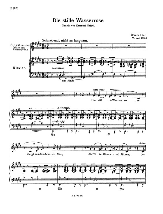 Partitura da música Die Stille Wasserrose S.321