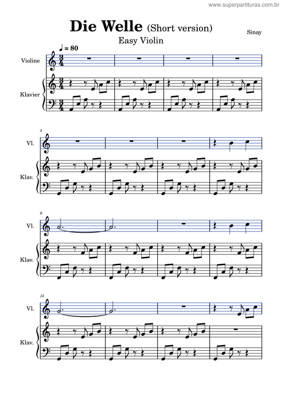 Partitura da música Die Welle – Sinay Noten v.2