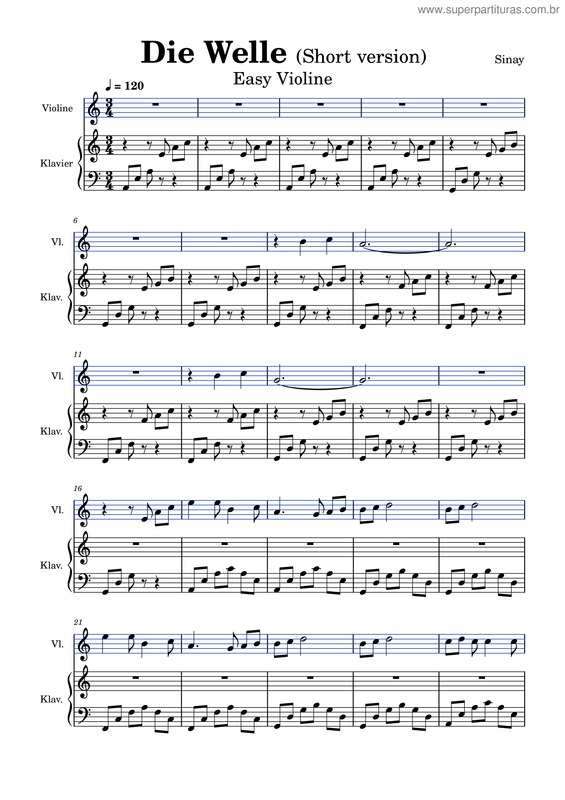 Partitura da música Die Welle – Violine And Piano – Sinay Noten