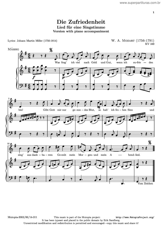 Partitura da música Die Zufriedenheit