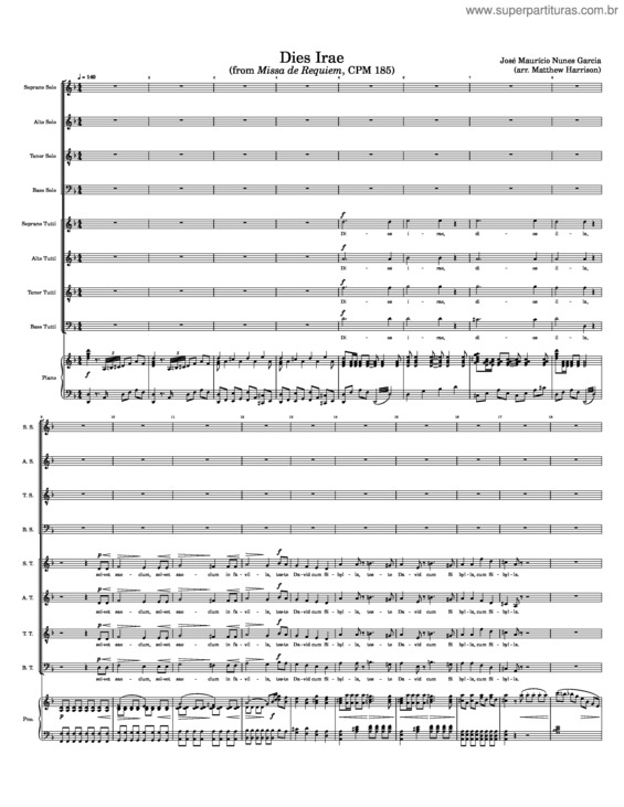 Partitura da música Dies Irae From Missa De Requiem, Cpm 185