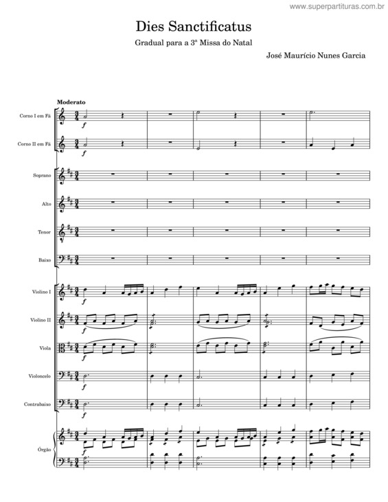 Partitura da música Dies Sanctificatus – José Maurício Nunes Garcia