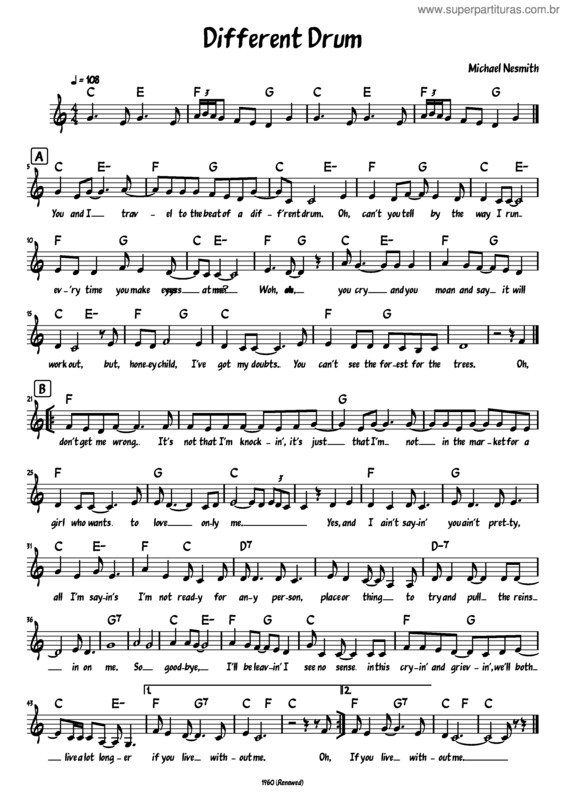 Partitura da música Different Drum