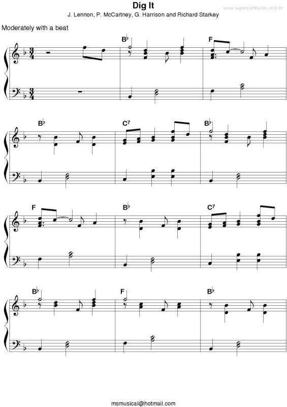 Partitura da música Dig It