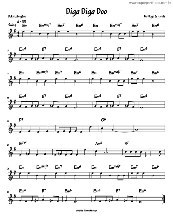 Partitura da música Diga Diga Doo
