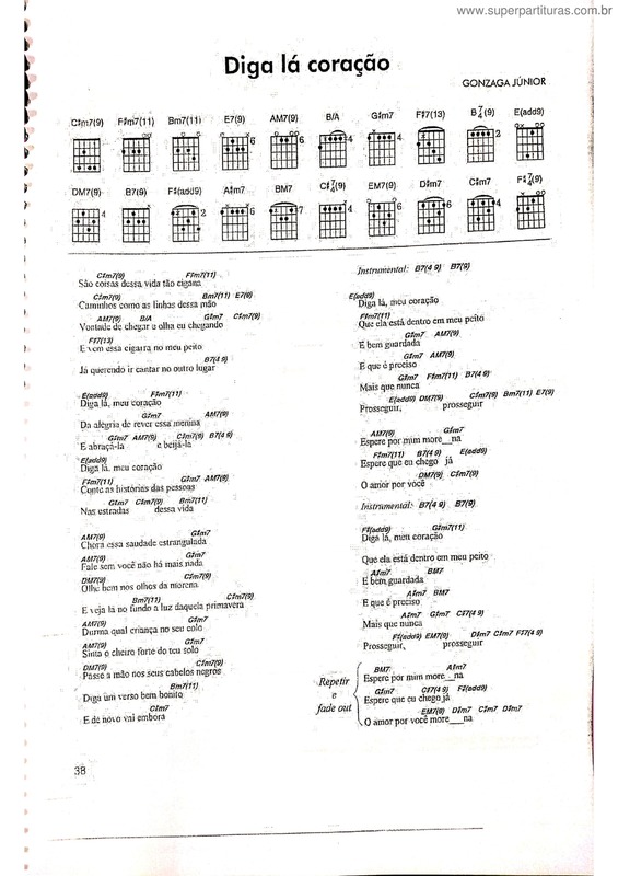 Partitura da música Diga Lá Coração