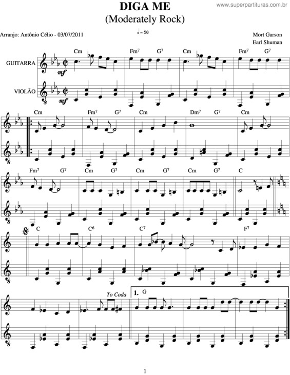 Partitura da música Diga Me