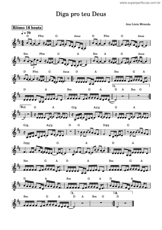 Partitura da música Diga Pro Teu Deus