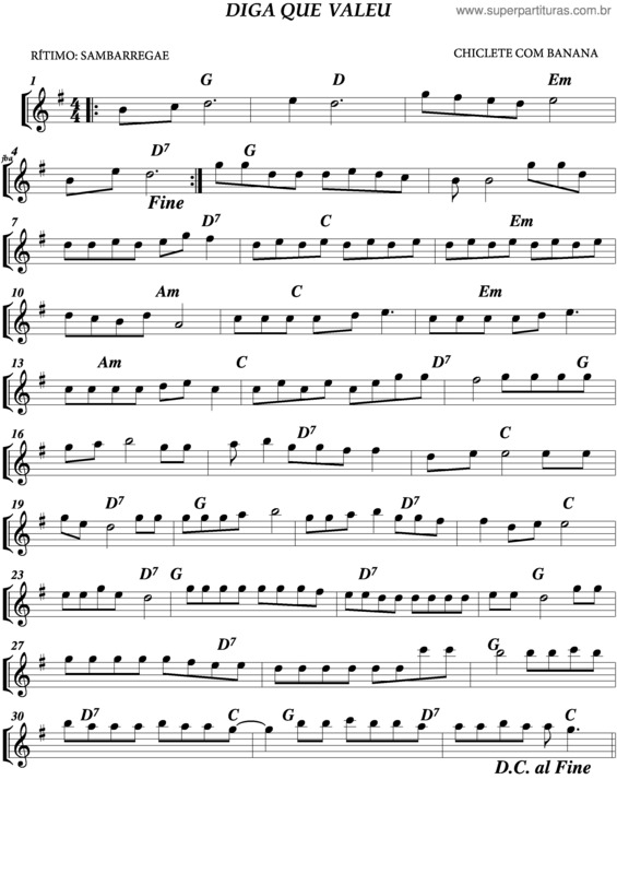 Partitura da música Diga Que Valeu v.2