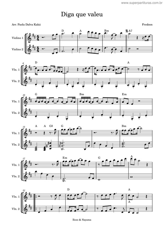 Partitura da música Diga Que Valeu v.3