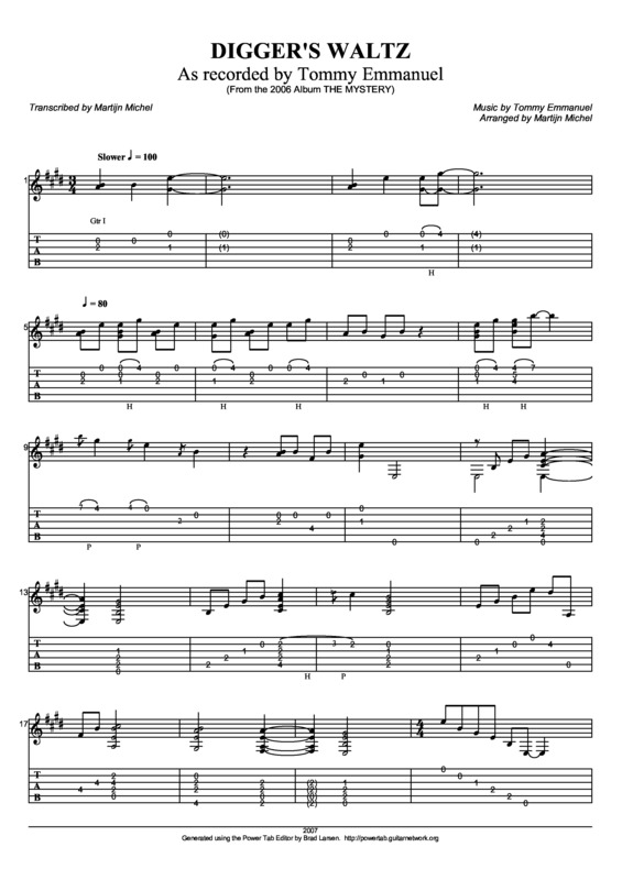 Partitura da música Diggers Waltz