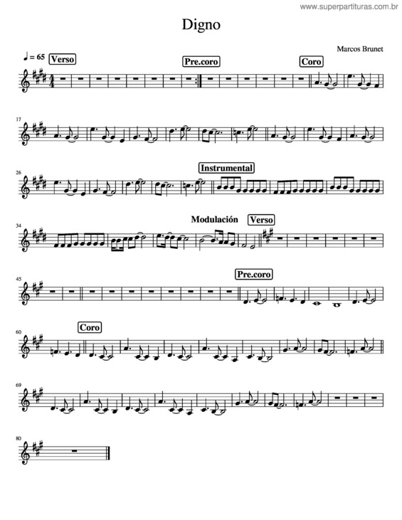 Partitura da música Digno – Marcos Brunet