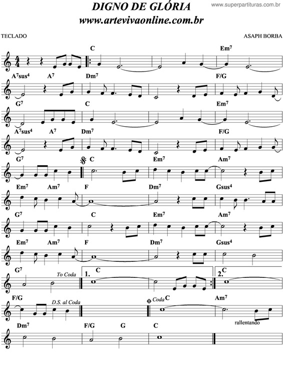 Partitura da música Digno De Glória