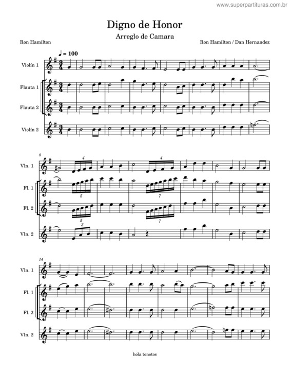 Partitura da música Digno De Honor – Danhdzjmz1