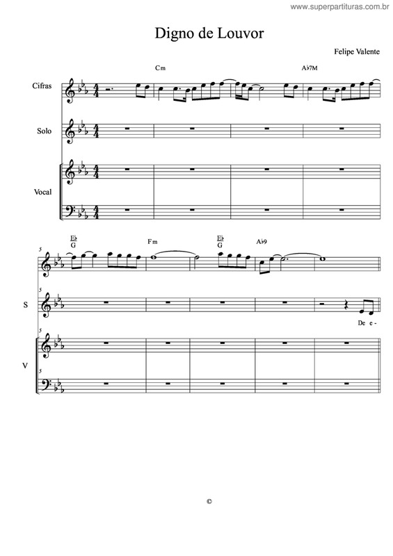 Partitura da música Digno De Louvor