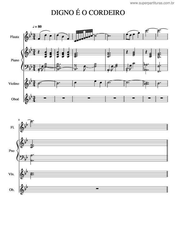 Partitura da música Digno É O Cordeiro v.3