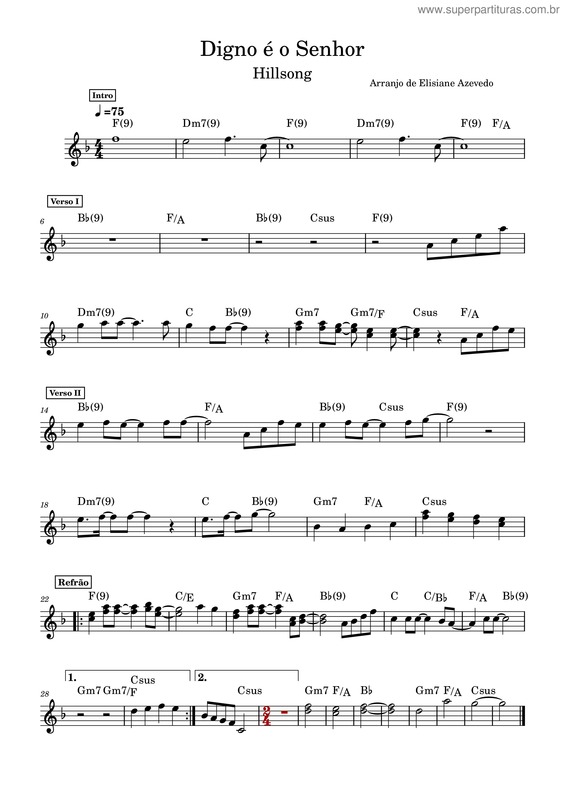 Partitura da música Digno É O Senhor v.16
