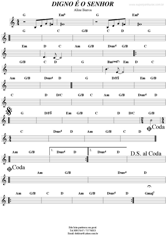 Partitura da música Digno É O Senhor v.3