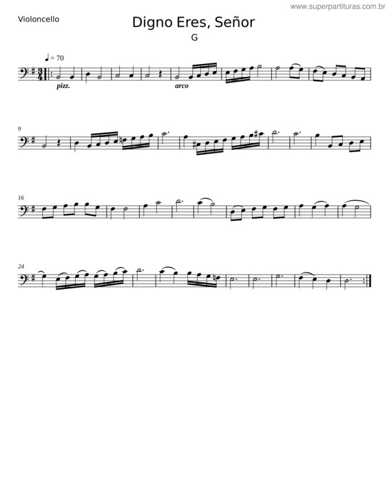Partitura da música Digno Eres, Señor