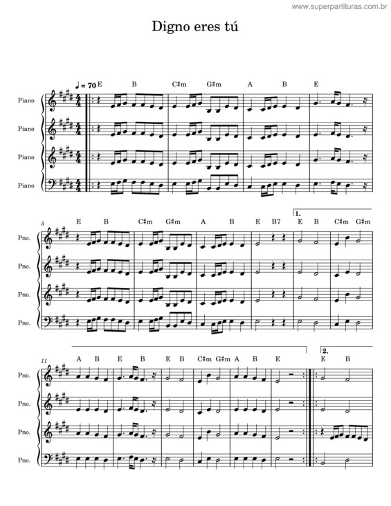 Partitura da música Digno Eres Tú v.3