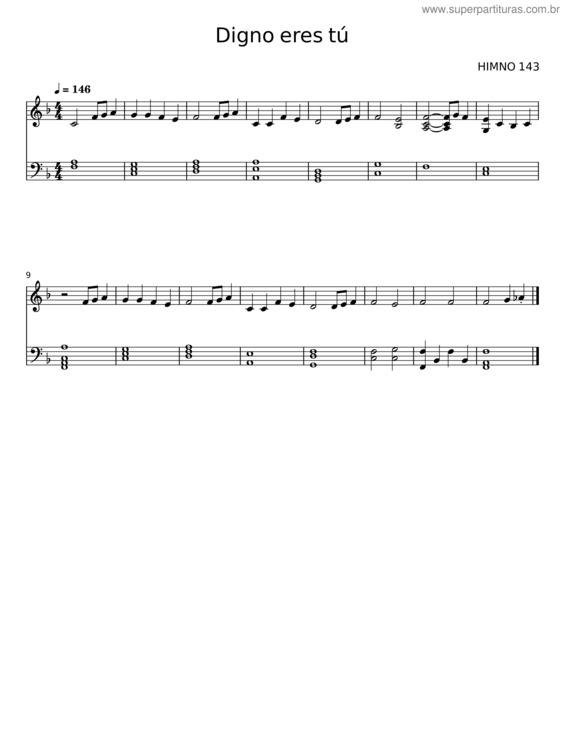 Partitura da música Digno Eres Tú