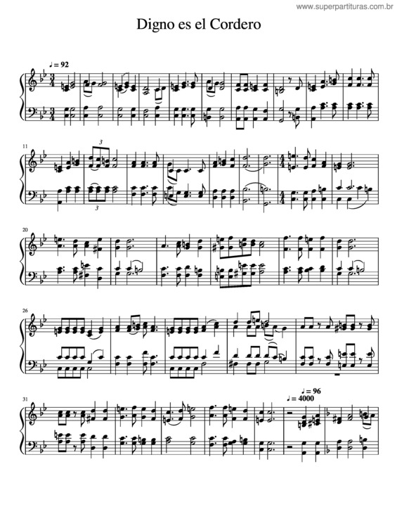 Partitura da música Digno Es El Cordero