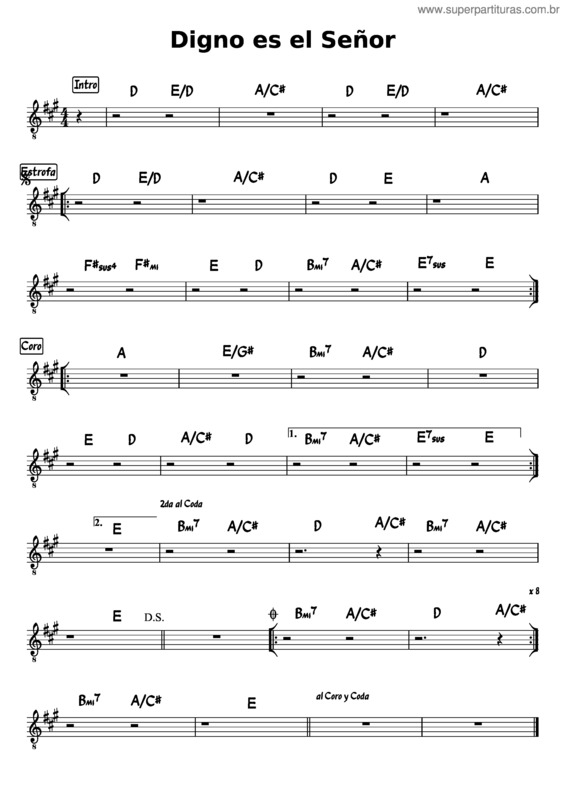 Partitura da música Digno Es El Señor