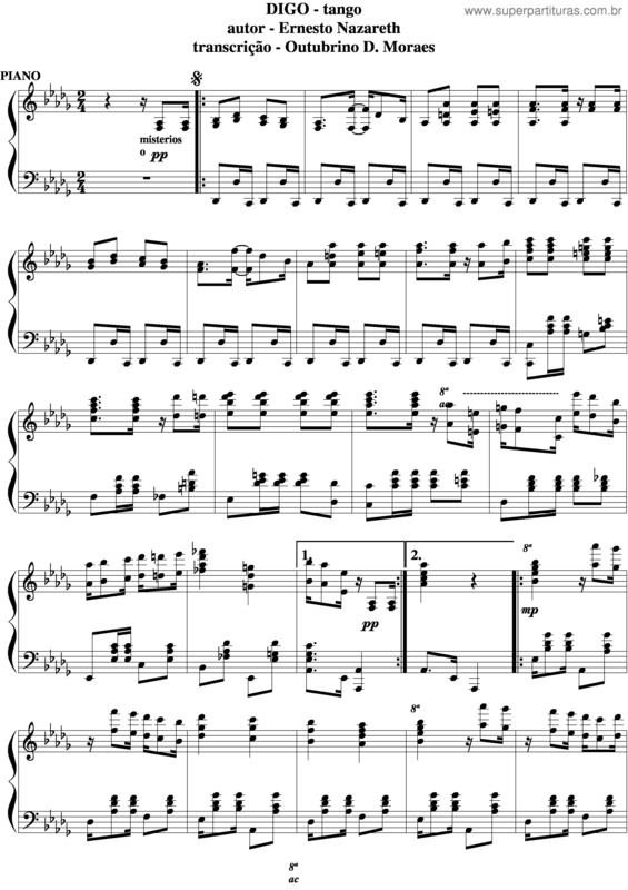 Partitura da música Digo