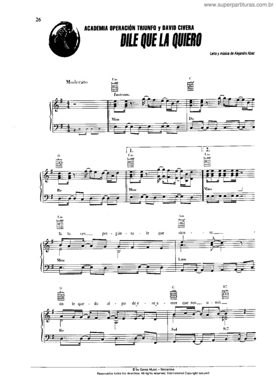 Partitura da música Dile Que La Quiero