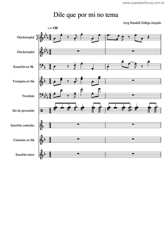 Partitura da música Dile Que No Tema Por Mí