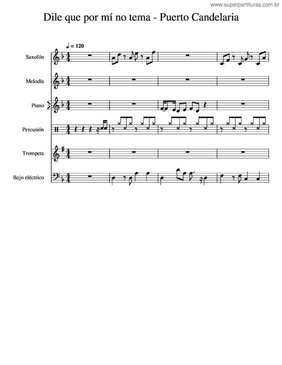 Partitura da música Dile Que Por Mí No Tema – Puerto Candelaria