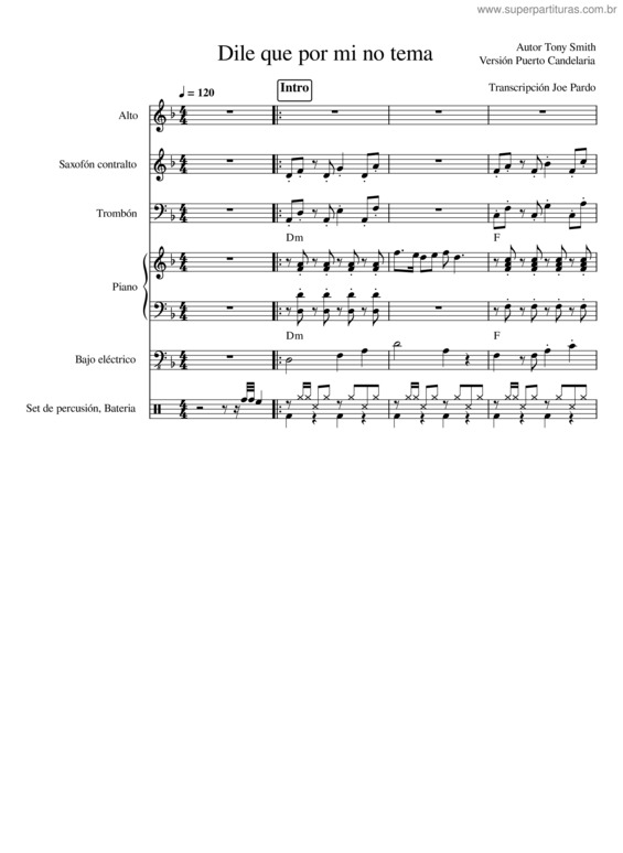 Partitura da música Dile Que Por Mí No Temas – Celia Cruz